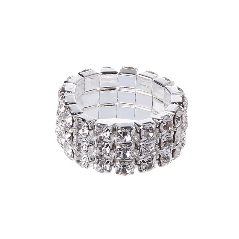 Elastic Ring Fashionable Stretch Crystal Inlaid Finger Rings Unique Engagement Wedding Promise  Ring Jewelry Gift