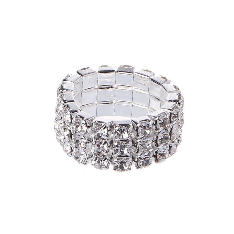 Elastic Ring Fashionable Stretch Crystal Inlaid Finger Rings Unique Engagement Wedding Promise  Ring Jewelry Gift