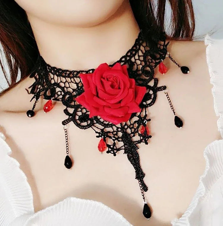 Girl Black Lace Choker Necklace For Women Grunge Neck Chain Collarbone Necklaces Punk Lolita Gothic jewelry For Girls Vintage
