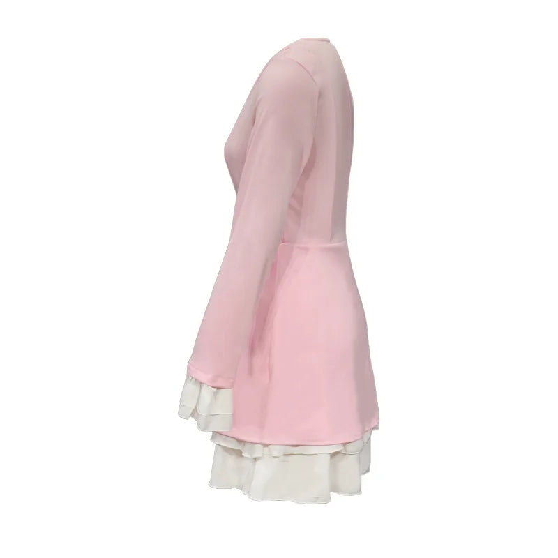 RUFFLE HEM LONG SLEVE BLAZER DRESS